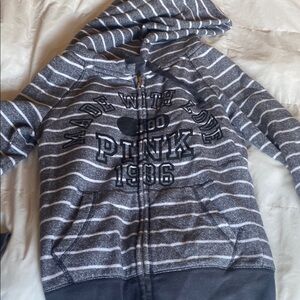 Victoria's Secret Gray and Black Striped Hoodie